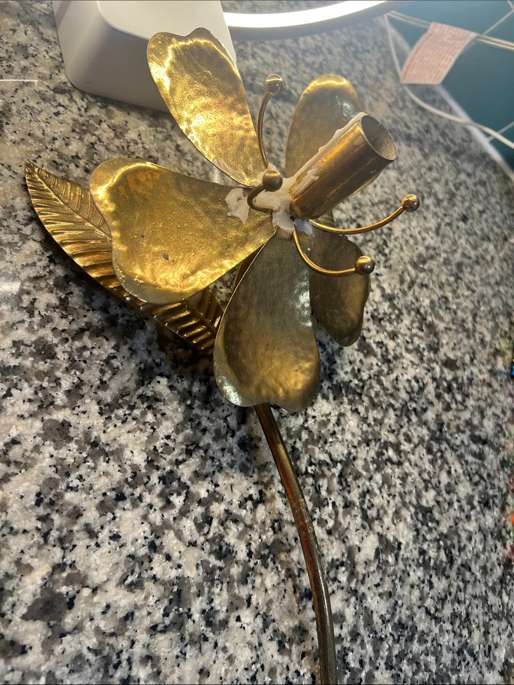 Vintage Mid-Century Hollywood Regency style brass lotus/lily flower